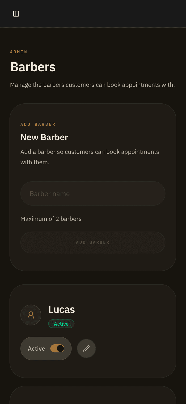Bhavvy barbers management on mobile